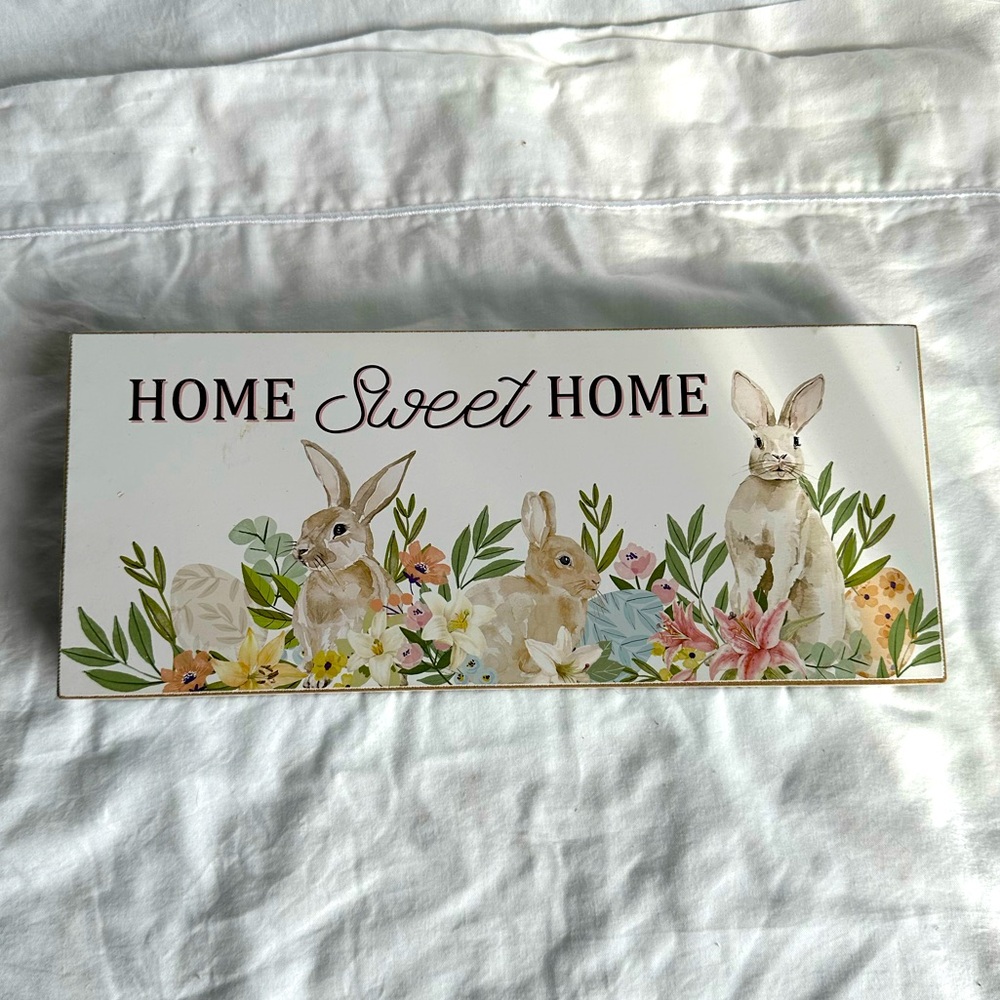 New Home Sweet Home Easter Bunny Wooden Holiday Sign